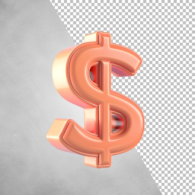 3d render Dollar Sign on Transparent Background for Financial Concepts