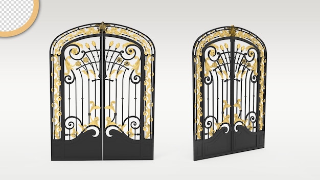 3d Render of door gate with transparent background