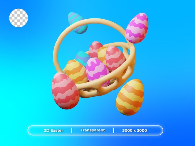 3D Render Easter egg on Basket