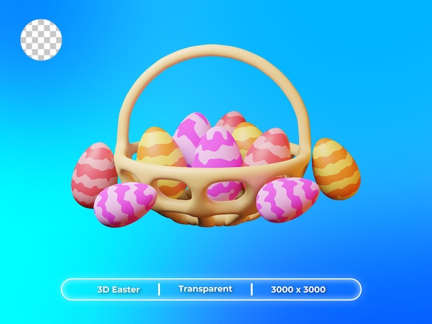 3D Render Easter egg on Basket