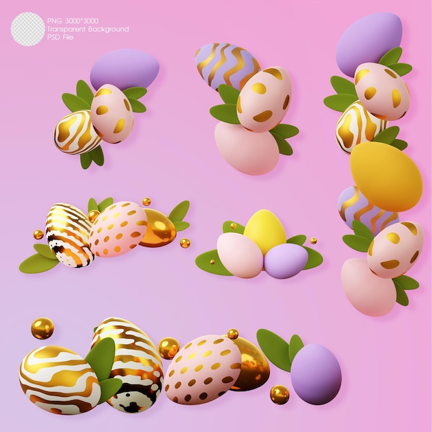 3d render Easter element Eggs on a transparent background