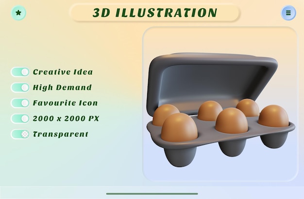 3d render egg in pater tray