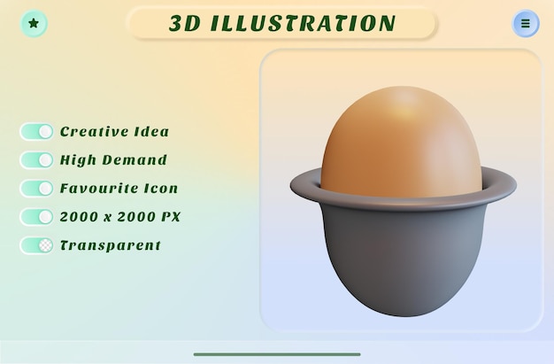 3d render a egg in pater tray