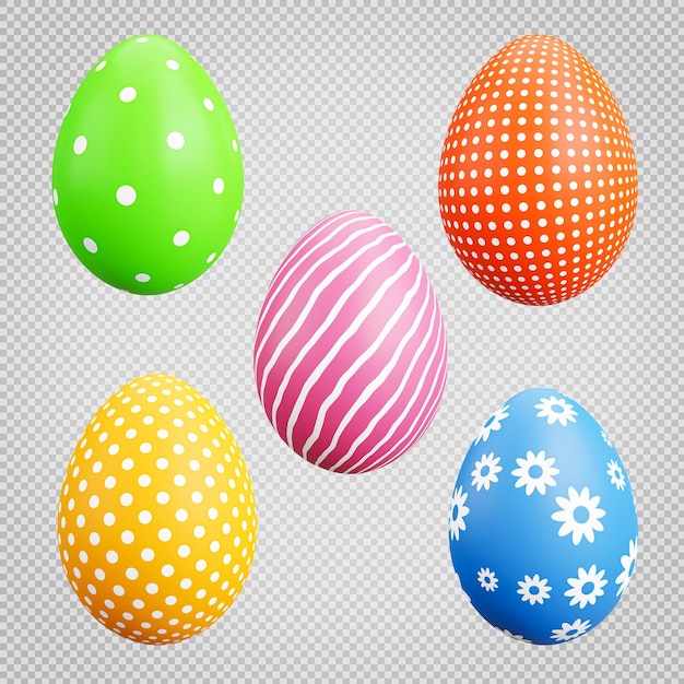 3d render of Egg pattern collection isolated on transparent