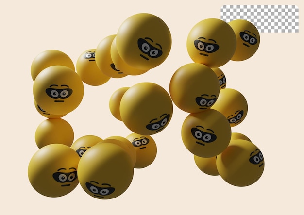 3d render Emoji illustration  of emoticon faces character. Floating Emojis or emoticons perfect for