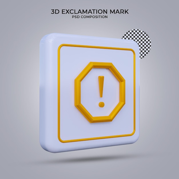 3d render exclamation mark icon isolated