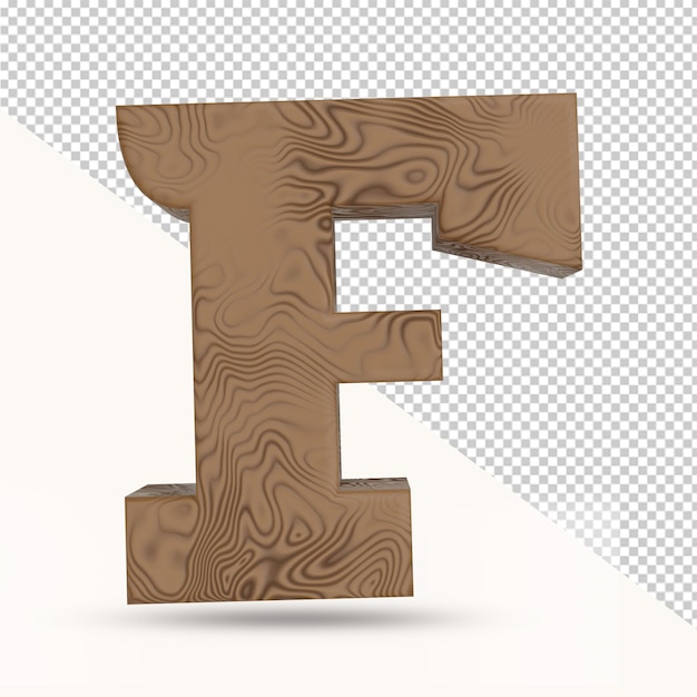 3d render F alphabet letter wooden texture isolated 