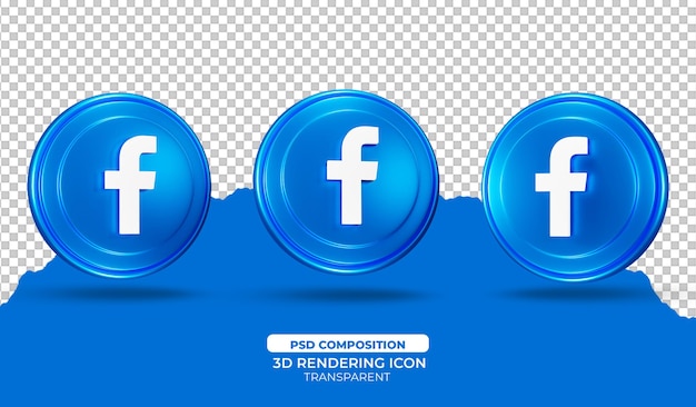 3d render facebook  icon 