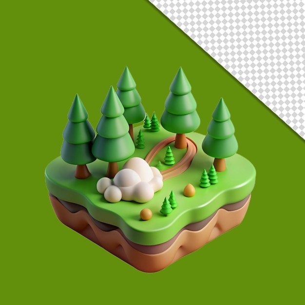 3d render of a fantasy land with trees and clouds in the sky transparent background