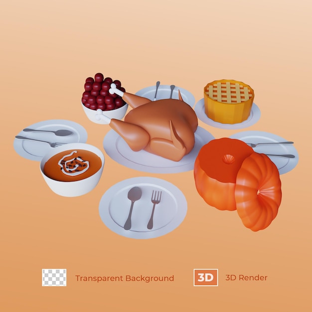 3D Render Feast For Thanksgiving