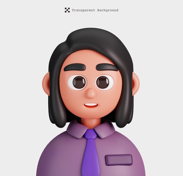 PSD 3d render of a female administrator characters isolated professions and occupations avatar icons