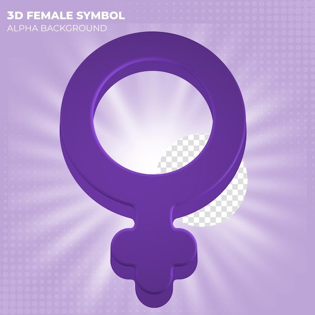 PSD 3d render female symbol icon in purple for womens