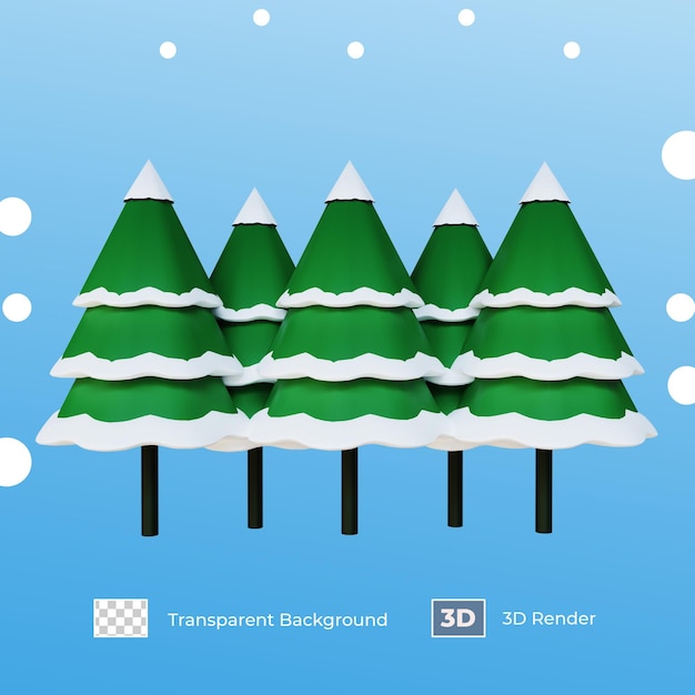 3D Render Fir Tree Covered Snow