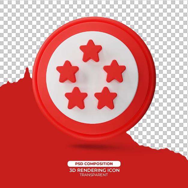 3d render five star icon illustration