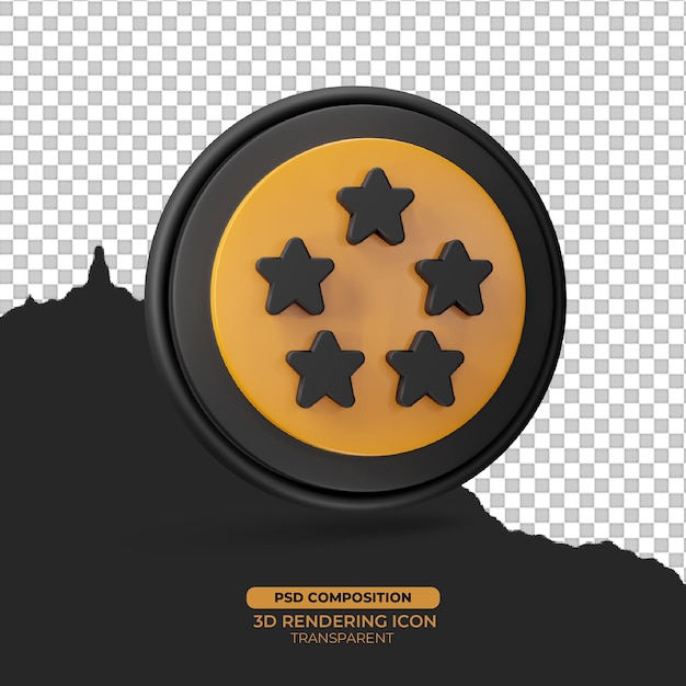 3d render five star icon illustration