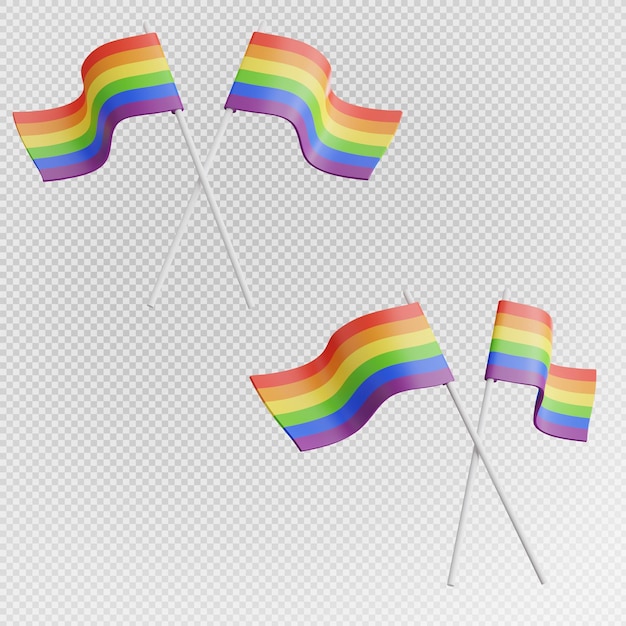 PSD 3d render of flag rainbow iconpride month concept