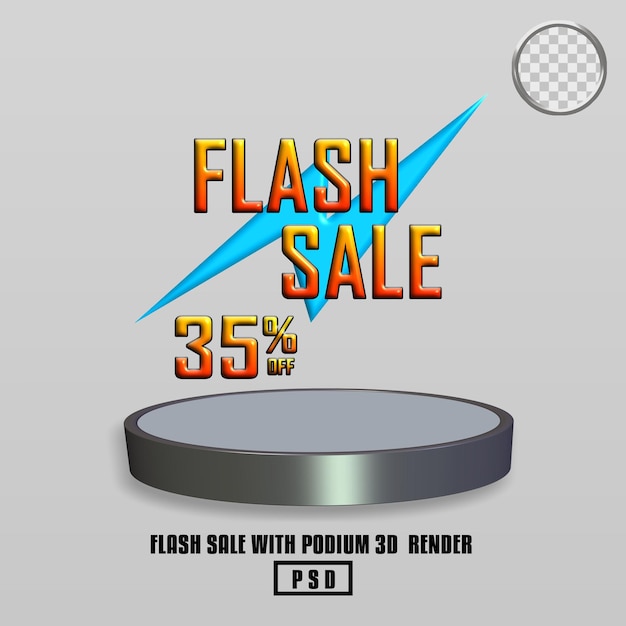 3D render flash sale with podium psd