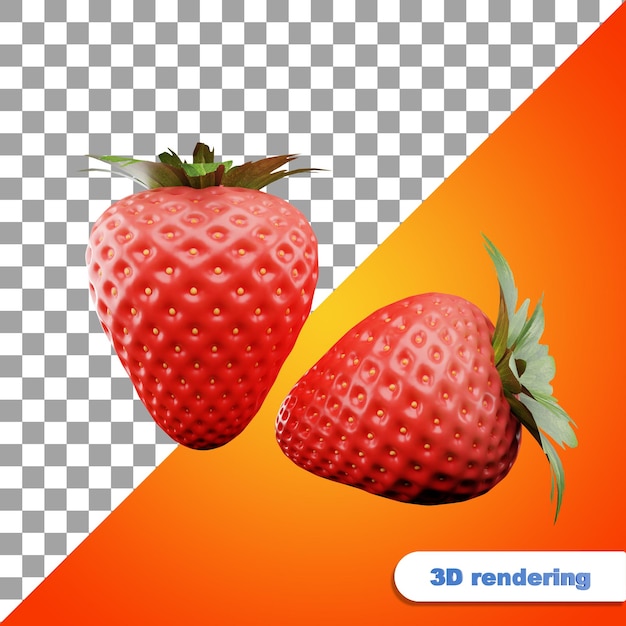 3d render fresh red strawberries