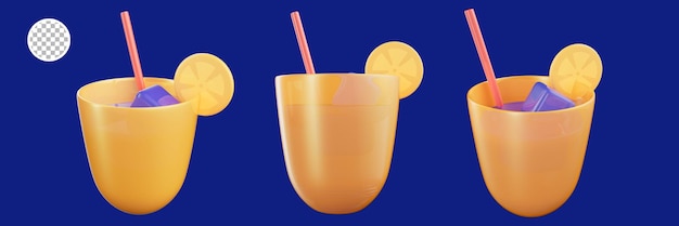 3D render fruits juice travel icon