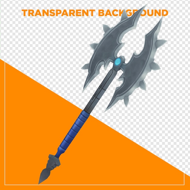 PSD 3d render gaming axe with background transparent