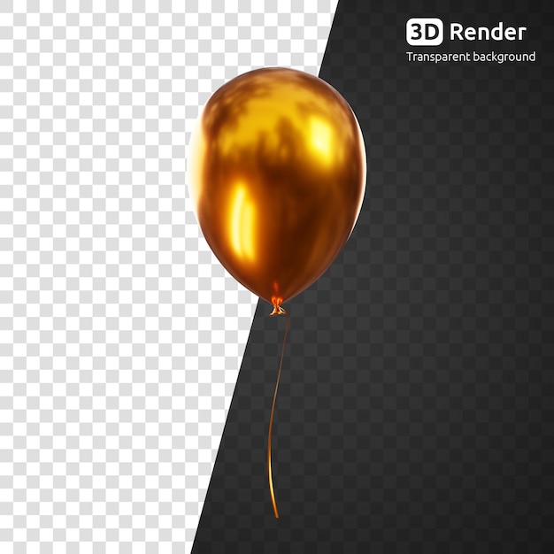 3d render of gold balloon