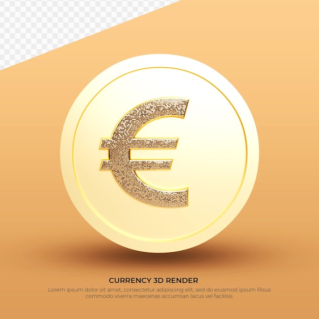 3D render gold currency symbol Euro coin