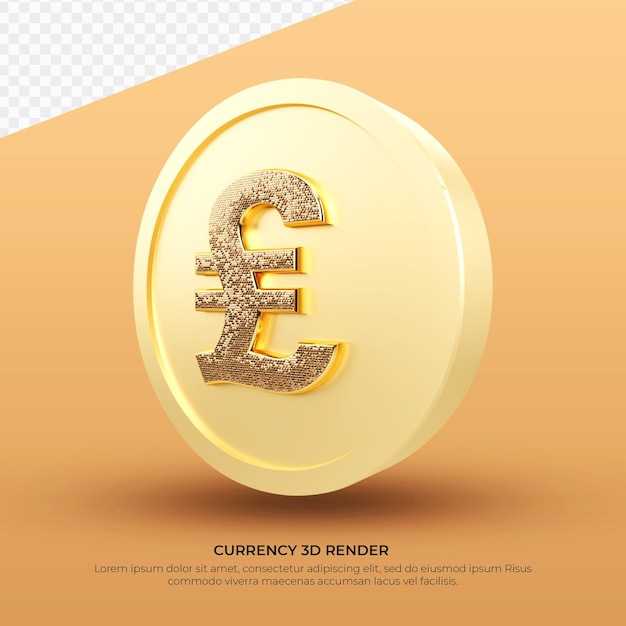 3D render gold currency symbol Lira coin