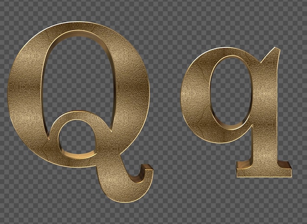 3d render Gold lowercase And uppercase Letters