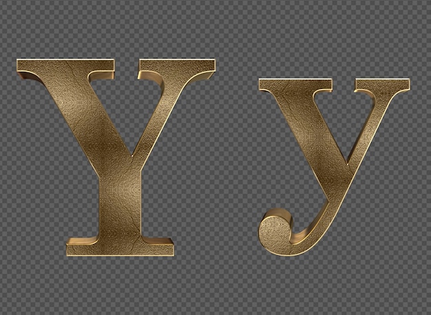 3d render Gold lowercase And uppercase Letters