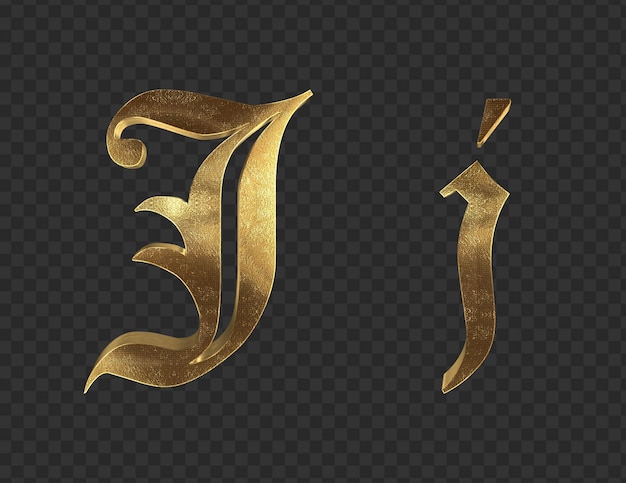 3d render Gold lowercase And uppercase Letters