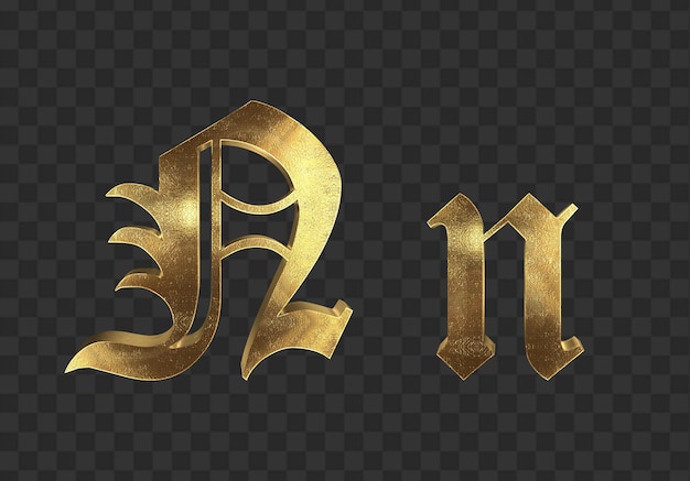 3d render Gold lowercase And uppercase Letters