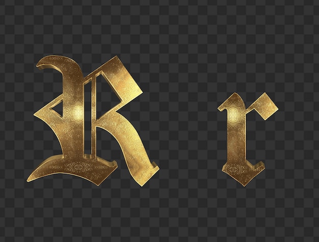 3d render Gold lowercase And uppercase Letters