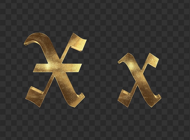 3d render Gold lowercase And uppercase Letters