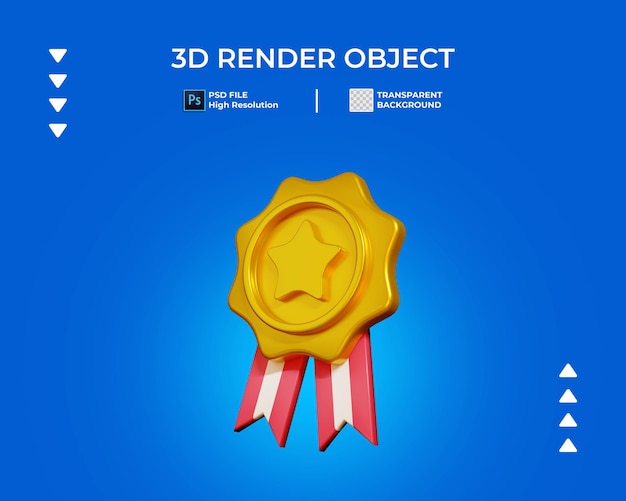 3d render of gold medal icon isolated