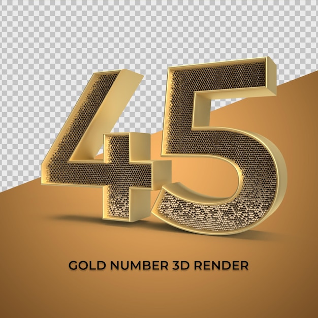 3D Render gold number 45 luxury anniversary age