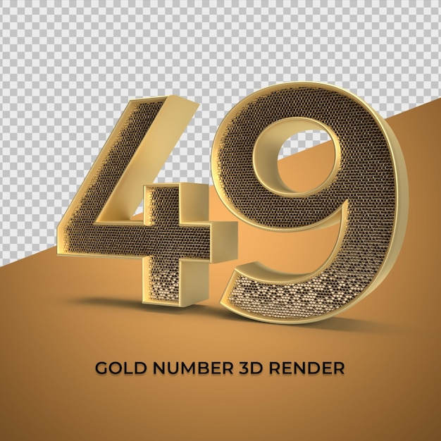 3D Render gold number 49 luxury anniversary age