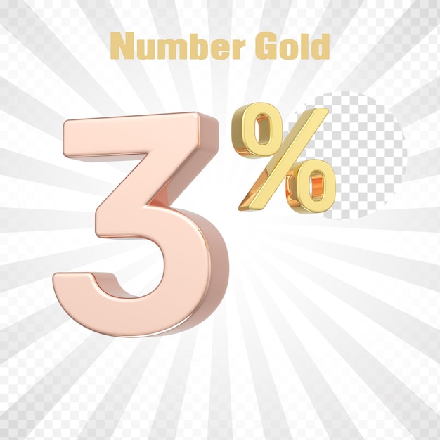 3d render of a gold percent