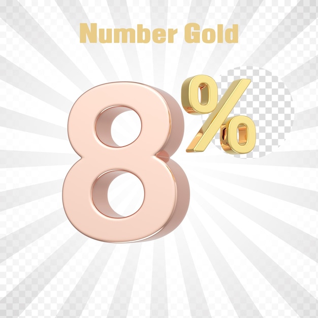 3d render of a gold percent