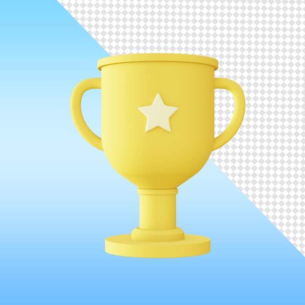 3d render gold trophy cup champion star pack template for UI UX web social media and design elements