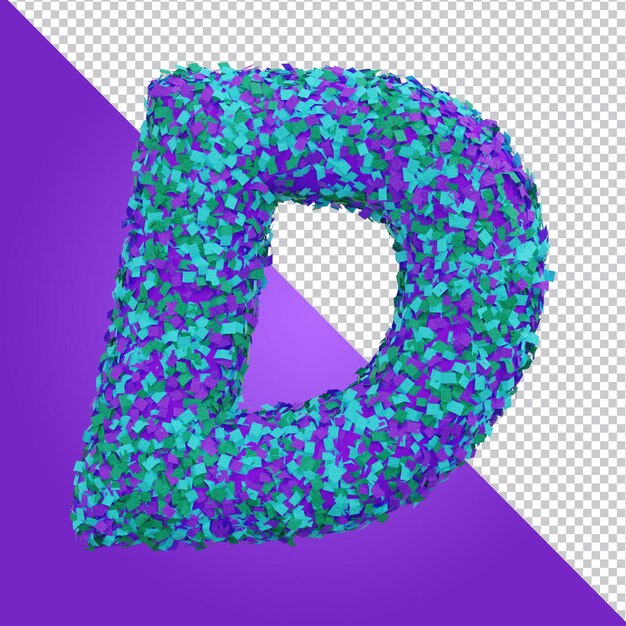 PSD 3d render of golden alphabet letter d balloon style