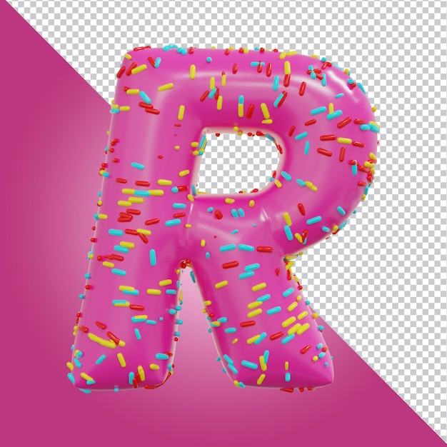 3d render of golden alphabet letter R balloon style