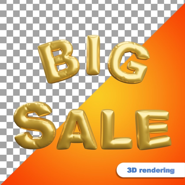 3d render golden big sale text