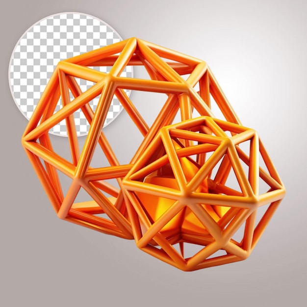 PSD 3d render golden geometric shapes objects on transparent background