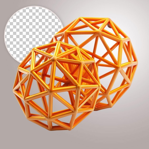 PSD 3d render golden geometric shapes objects on transparent background