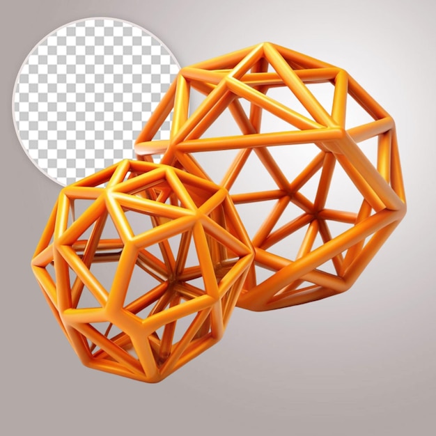 PSD 3d render golden geometric shapes objects on transparent background