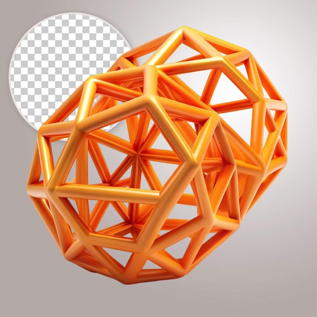 PSD 3d render golden geometric shapes objects on transparent background