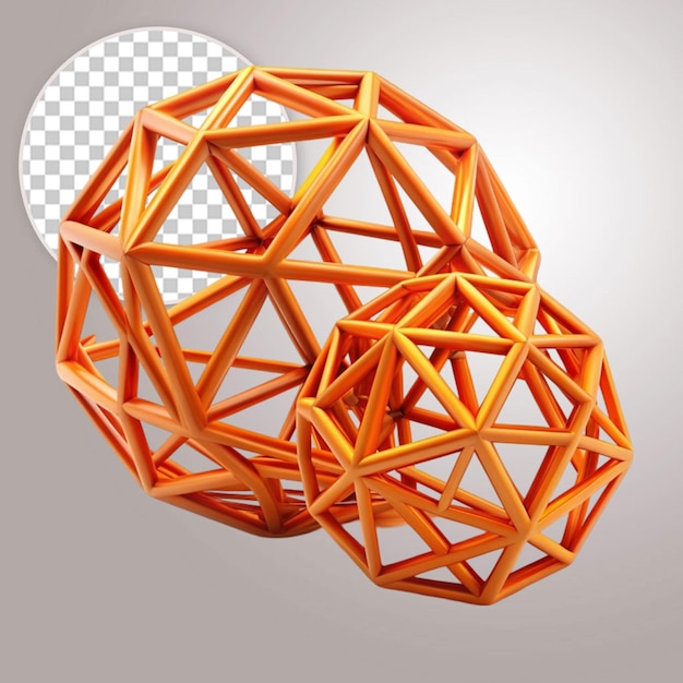 PSD 3d render golden geometric shapes objects on transparent background