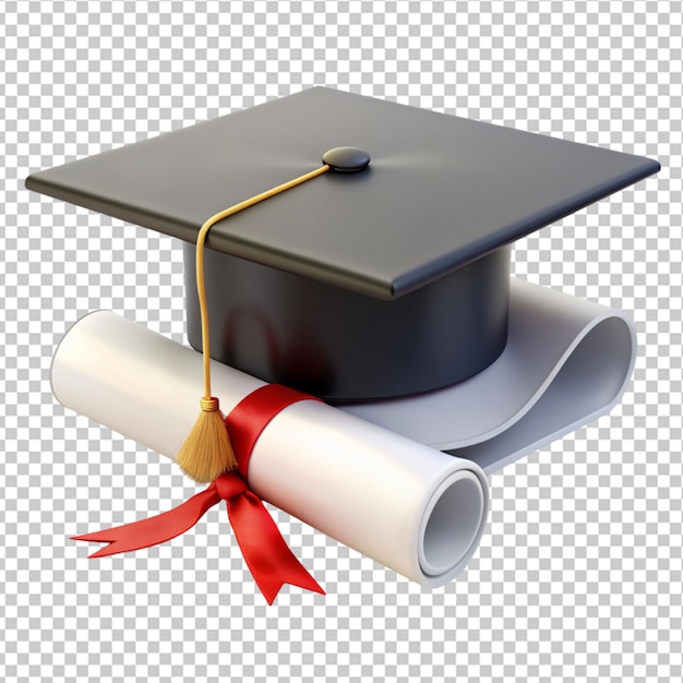 PSD 3d render graduation cap with diploma certificate