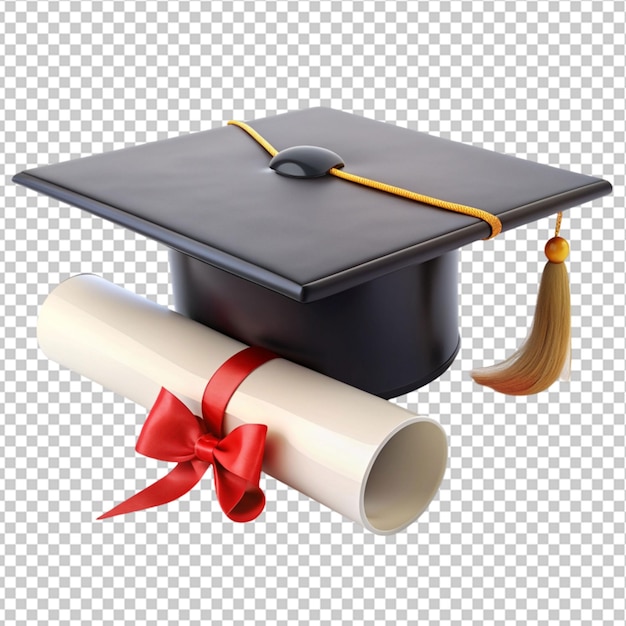 PSD 3d render graduation cap with diploma certificate