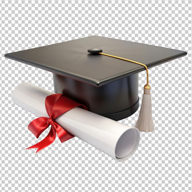 3d render graduation cap with diploma certificate